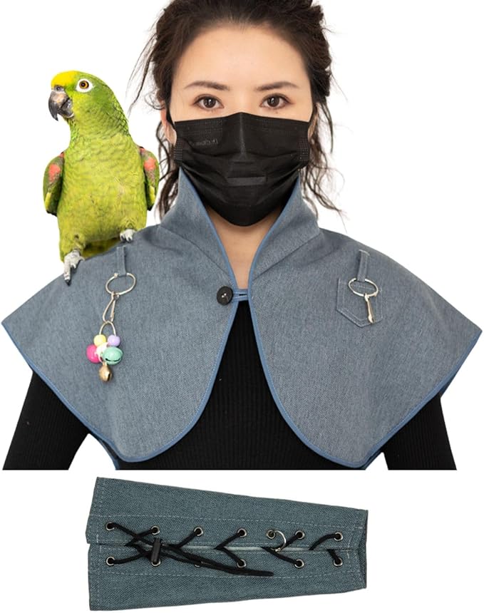 Pet Bird Upgraded Waterproof Shoulder, Neck Poop Protector and Protective Anti-Scratch Arm Guard Set, Anti-Bite Shoulder Pad Diaper Shawl for Parrot Macaw African Budgies Parakeet Agapornis Fischeri
