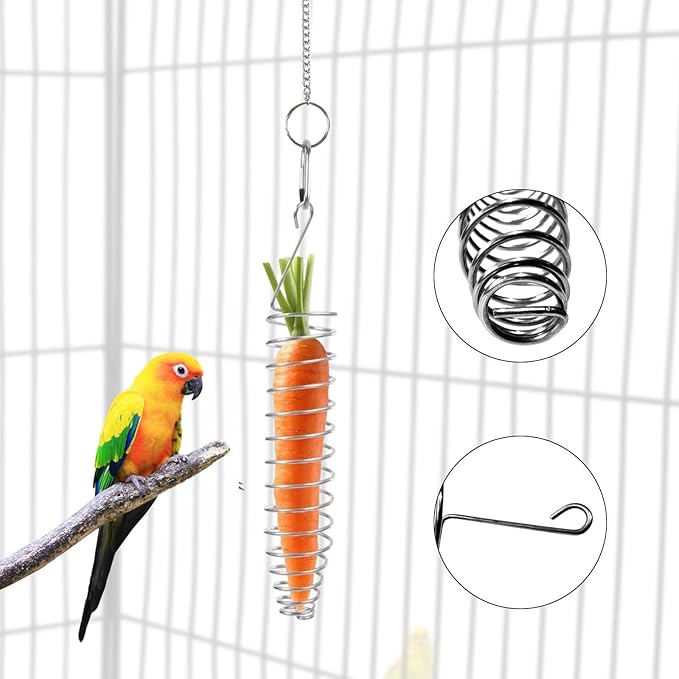 Bird Foraging Toy,Steel Holder for Bird Cage Accessories Hanging Fruit Vegetable Feeder for Parrot Cage Parakeet(Big)