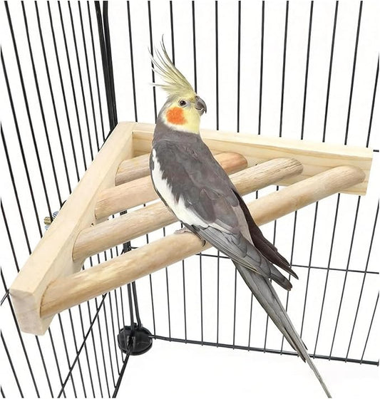Litewoo Bird Perch Corner Platform Stand Shelf for Birds Budgie Parakeet Cockatiel Conure Cockatoo（Ladder）