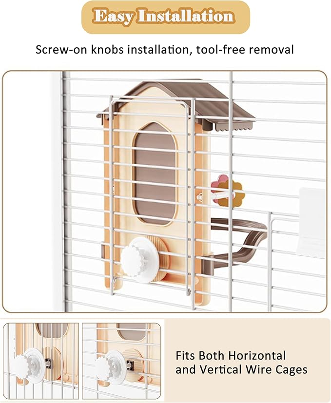 2-in-1 Bird Mirror with Perch Stand and Rotating Star Toy with Sound, Parakeet Cage Accessories Set for Small Birds, Budgies and Cockatiels, Secure Twist-Lock Installation