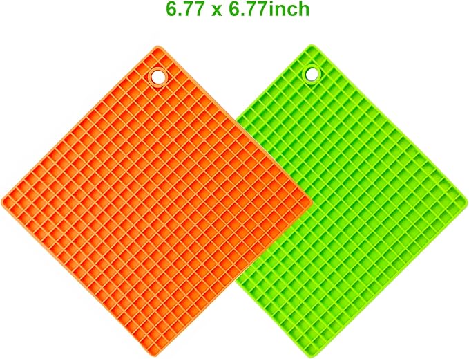 2-Pack Square Bird Foraging Mat for Parakeets & Cockatiels | 80g Weighted Anti-Slip Silicone Slow Feeder Toy | Enlarged Holes for Mixed Seeds & Fruits | Enrichment Toy for Budgies, Conures & Finches