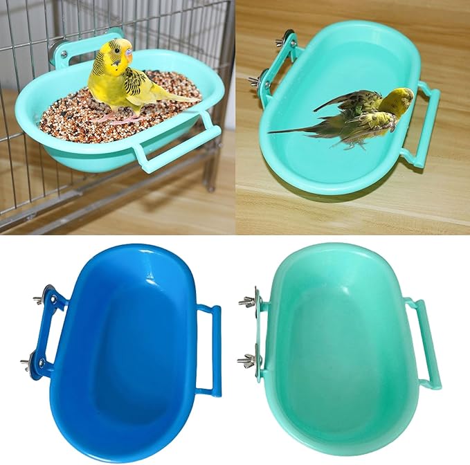 Bird Shower Tray, Parakeet Bird Bath, Bath for Cage Birdcage Addon Screw Tub Parrots Bathtub Birdcage Water Bowl Feeder Budgies Cage Accessories