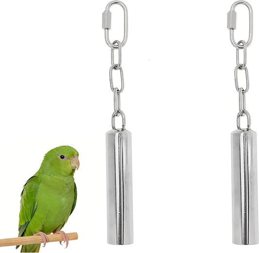 Stainless Steel Bird Bells 2-Pack Durable Hanging Bird Toy for Cage, Interactive Budgie Toys for Parakeet & Cockatiel