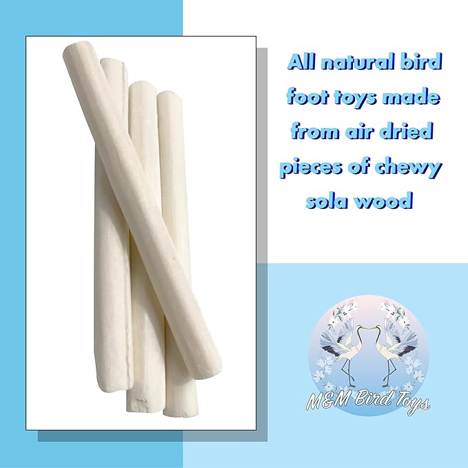 5512 Skinny Sola Logs Pk20 - Handcut skinny sticks of natural sola wood, Airdried, Lightweight, Easy to chew for all size of pet birds, Versatile, Great for Budgie Canary Lovebird Parrotlet Canary