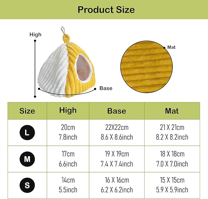 Bird Hanging Hammock Nest Parrot with Soft Plush Hanging Hammock & Hut Tent for Cage Winter Bird Hideaway Hut for Cockatiels Budgies Parakeets Lovebirds Conures Hamsters (Yellowish-White S)