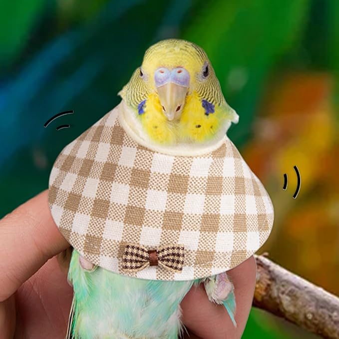 Feather Plucking Bird Collar - Adjustable Annti Peck Neck Guard, Soft Parrot Recovery Wrap | Lightweight Comfortable Protective Aid Avian Vest Cone, Pet Costume for Quaker, Monk Parakeets
