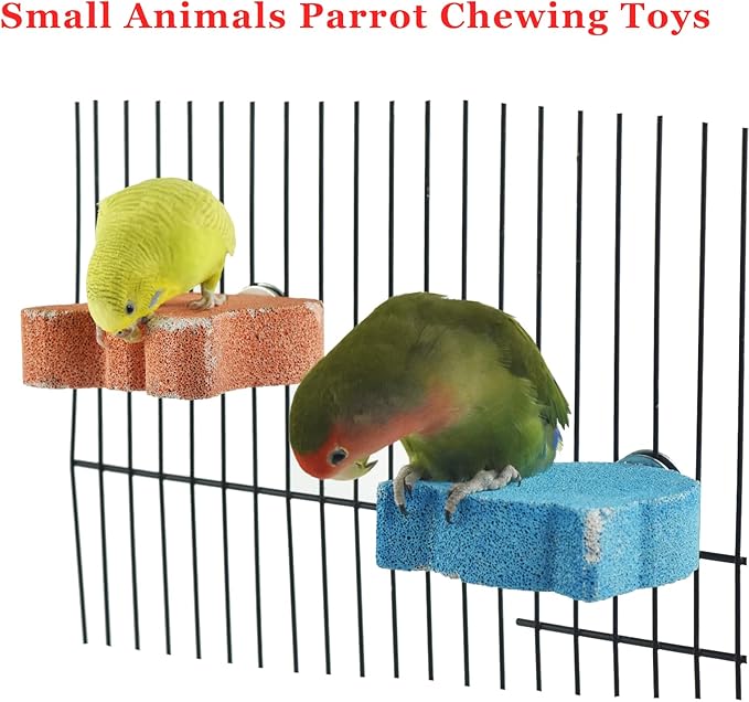 2 Pcs Bird Cage Grinding Platform Stand Parrot Calcium Perch Small Animals Beak Stone Foot Claws Trimmer Parakeets Natural Chewing Toys for Small Medium Birds Budgies Conures Cockatiels Rats