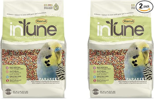 Higgins 2 Pack of Intune Complete and Balanced Diet Parakeet Food, 2 Pounds Each