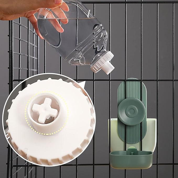 Hanging Automatic Pet Food Water Dispenser, Cage Cat Food Bowl Dog Feeding Station, Auto Gravity Pet Feeder with Bowl for Bird Puppy and Kitten Rabbit Chinchilla Ferret (Mint Green)
