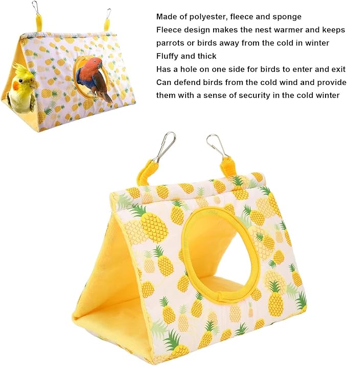 Zerodis Parrot Hammock, Birds Hammock Hut Bird Bed House Tent Budgie Shed Hanging Snuggle Cave Nest for Lovebirds Cockatiels