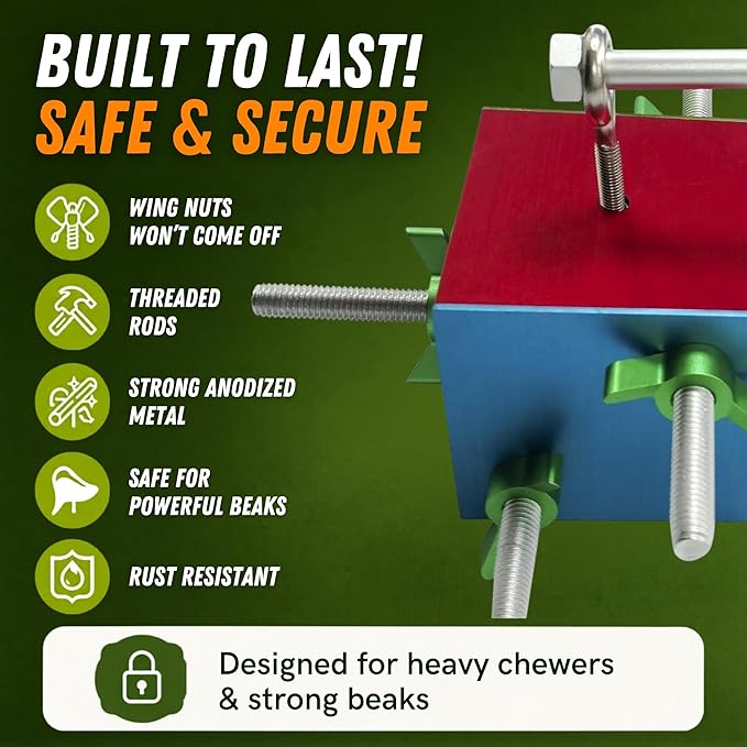 Bird Toys for Large Birds (Busy Box) | Treat Dispenser for Macaws, Cockatoos & Parrots | Bird Foraging Toy for Medium to Extra Large Birds | Natural Foraging Behavior Builder | Durable Cage Accessory