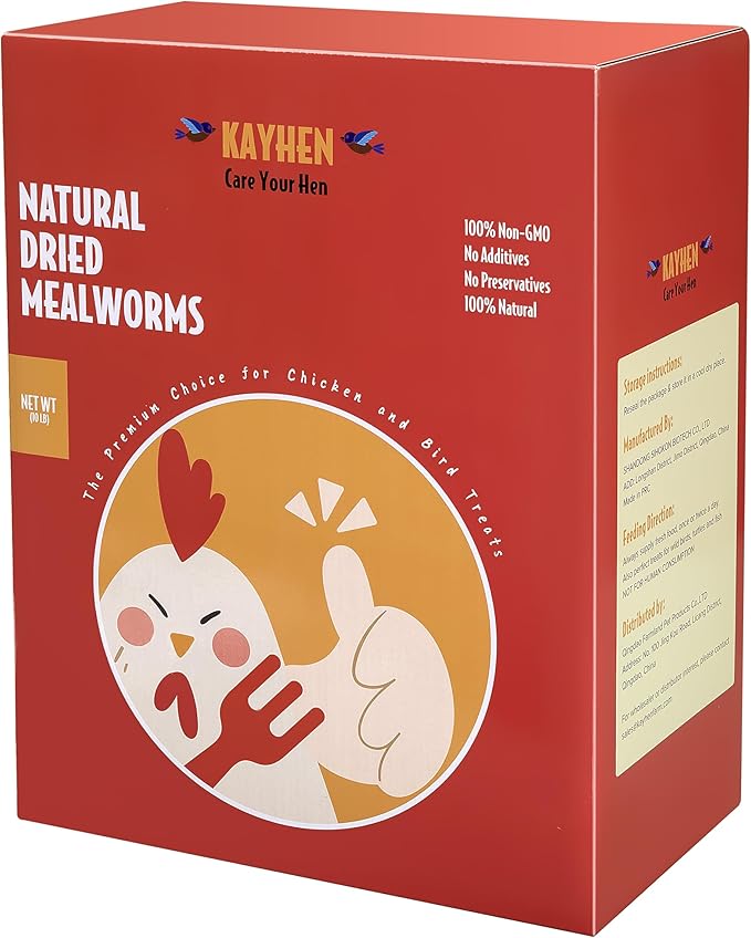 KAYHEN Dried Mealworms for Chickens 10LB Pure Natural Non-GMO High Protein Feed Meal Worms for Laying Hens Wild Birds