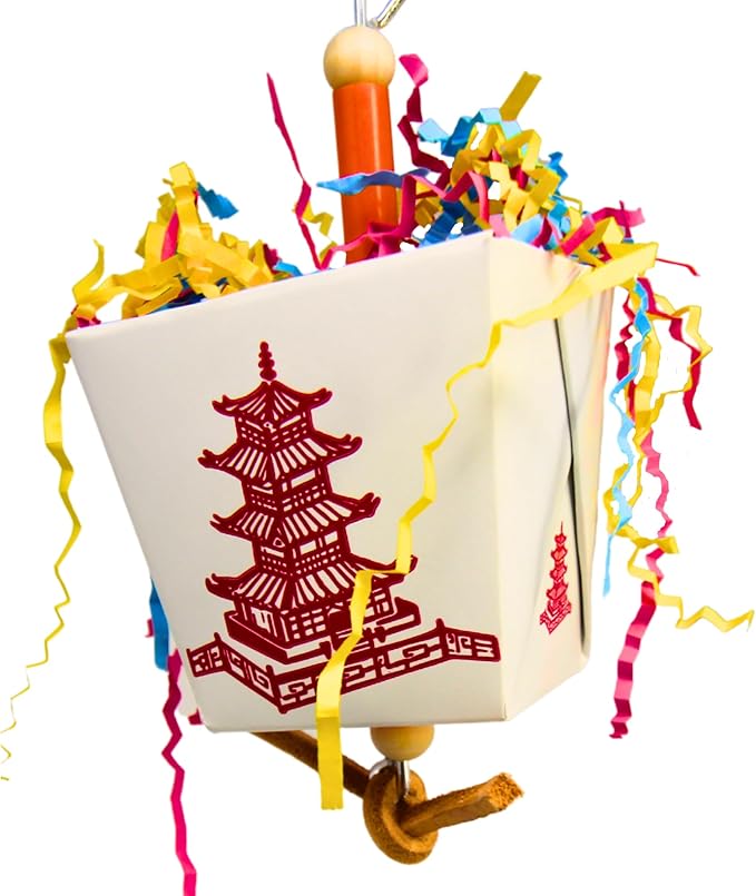 Bonka Bird Toys 3875 Take Out Small Medium Bird Toy Oyster Pail Treat Box Foraging Paper Chew Shred Cockatiel Parakeet Conures and Other Similar Birds