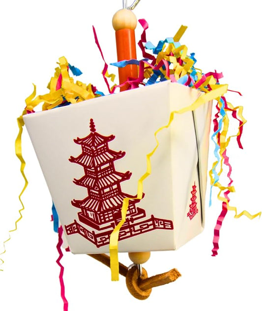 Bonka Bird Toys 3875 Take Out Small Medium Bird Toy Oyster Pail Treat Box Foraging Paper Chew Shred Cockatiel Parakeet Conures and Other Similar Birds
