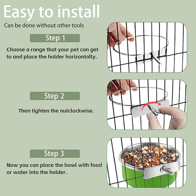8 Pcs Stainless Steel Bird Bowls, Small Bird Food Dishes for Cage, Parrot Cage Feeder with Clamp Holder for Parakeet/Cockatiels/Conure/Budgies/Ferret/Small Animal