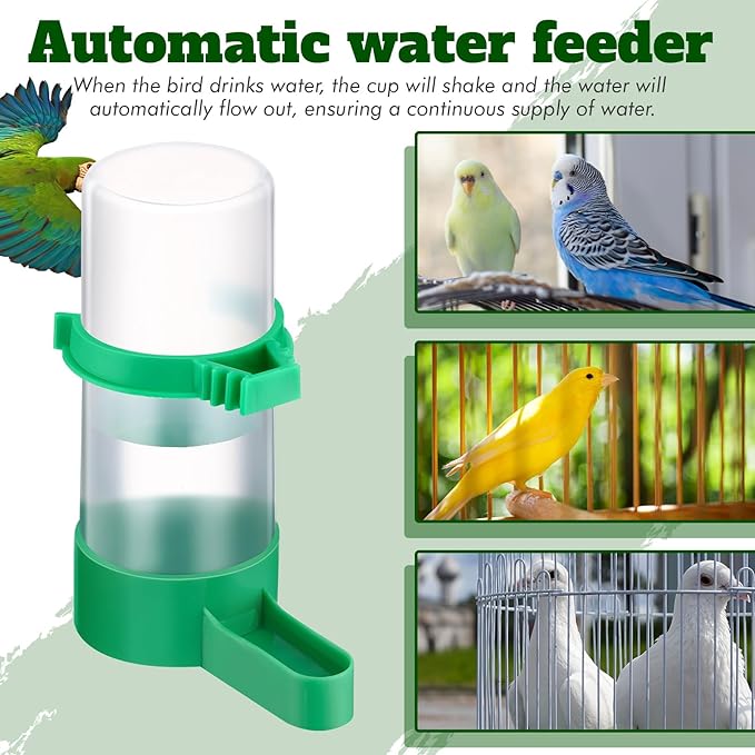 Threehoney 16 Pcs Automatic Bird Water Dispenser Bulk Plastic Bird Water Feeder Drinker Waterer for Pet Parrots Cage Parakeets Cockatiel Budgie Pigeon Quail Lovebirds Watering Supplies Drinking Bottle