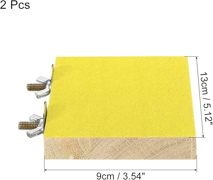 PATIKIL Bird Perch Stand Platform, 2 Pack Parrot Stand Platform Playground Paw Grinding Clean for Parakeet Cockatiel Cage Accessory, Yellow