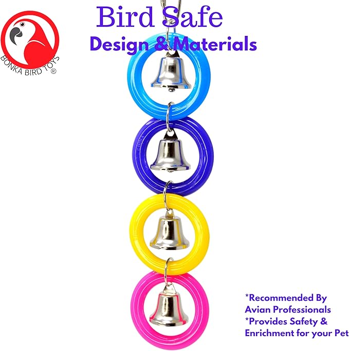 Bonka Bird Toys 945 4 Ring A Ding Bird Toy African Grey Budgie Parakeet Cockatiel Lovebird Cage Parrot Toys