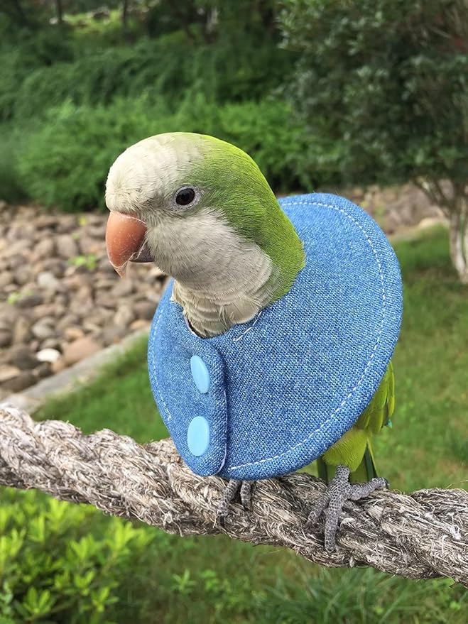 Adjustable Bird Collar - Recovery Collar Parrot Elizabeth Collar for Feather Plucking Feather Protector Shield with Soft Padded Cotton Neck Cone Anti-bite Anti-Licking Wound Healing (M,Blue)