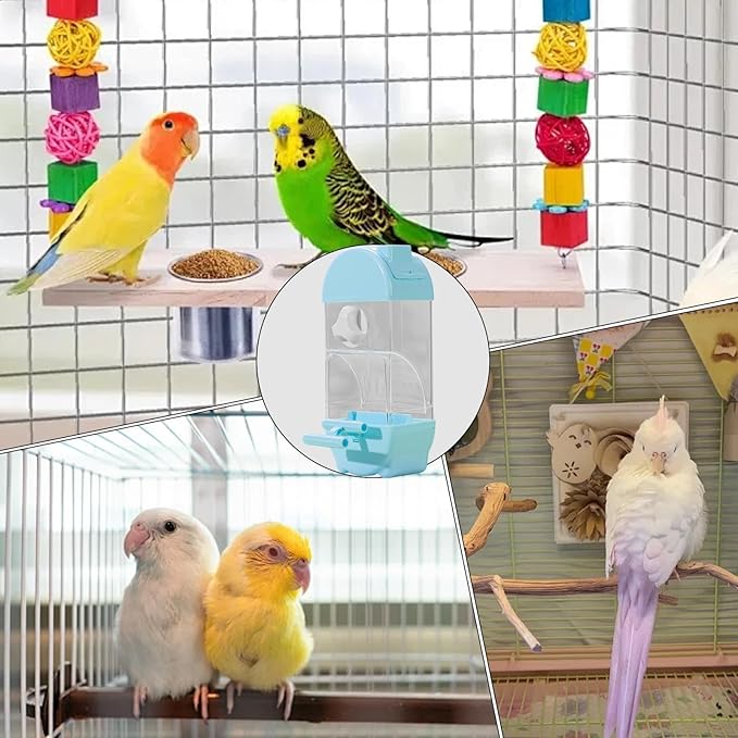 Automatic Bird Feeder - Parrot Automatic Feeder | Parrot Water Dispenser | Clear Bird Feeder Smart House Shaped Parakeet Feeder | Large Capacity Anti Spill Food Container Drinker Cage for Cockatiel