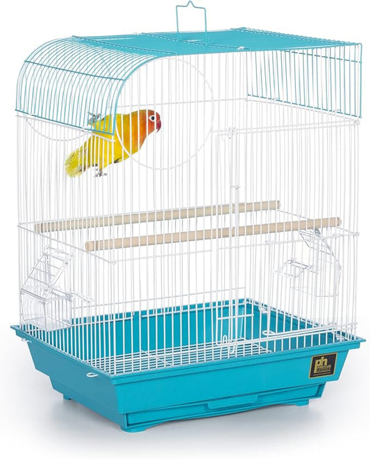 Prevue Pet Products South Beach Flat Top Bird Cage - Ideal for Finches, Canaries, Budgies, and Similarly Sized Birds, Minimal Assembly, Made of Powder-Coated Steel Wire Mesh - Teal
