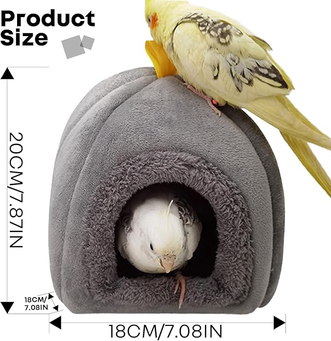 QBLEEV Winter Warm Bird Nest House, Parrot Hanging Hammock for Cages, Bird Bed Soft Plush Snuggle Hut Tent, Parakeet Cage Accessories Birds Hideaway Sleeping Bed for Budgie Cockatiel Conure Lovebird