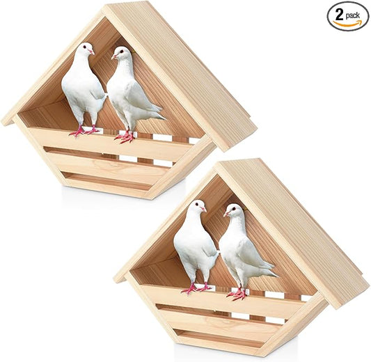 DoubleFill 2 Pcs Cedar Dove Nesting Box Dove House Nest for Bird Pigeon Outside Doves Nesting and Roosting Platform Garden Decoration (Classic)