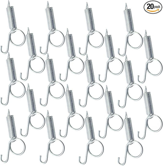 Pet Cage Door Latch Spring Hook - 20 Pack Heavy Duty Spring Loaded Dog Crate Lock, Galvanized Steel Chicken Coop Latches for Rabbit Hutch, Bird Cage, Wire Mesh Enclosures