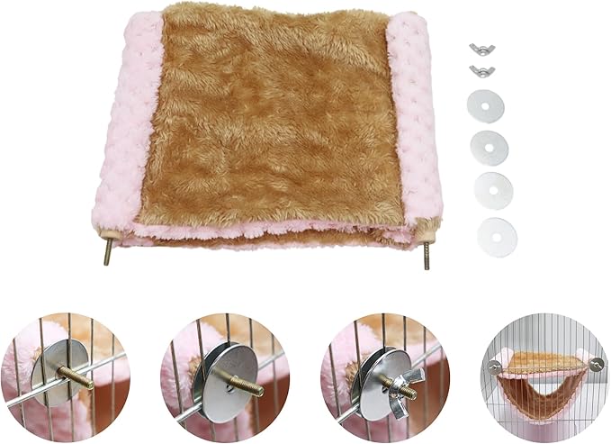 Rat Cage Accessories, Rat Hammock with Warm Soft Fluff, Rat Hammock for Cage, Birds Nest, Sleeping Bed, Cage Accessories for Rat, Hamster, Squirrel, Conure, Sugar Glider, Small Guinea Pig