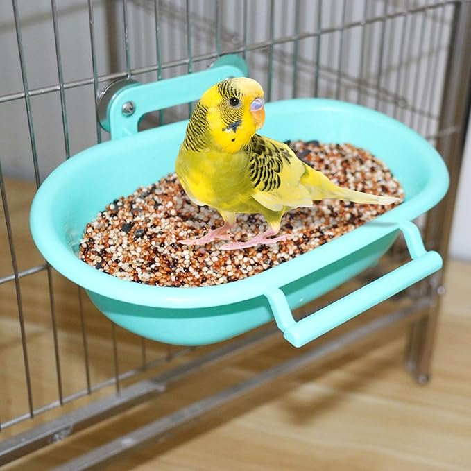 Bird Shower Tray, Parakeet Bird Bath, Bath for Cage Birdcage Addon Screw Tub Parrots Bathtub Birdcage Water Bowl Feeder Budgies Cage Accessories