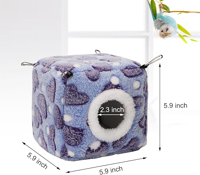 Hypeety Bird Hammock Nest House Parakeet Toys Hanging Warm Bird Nest for Parrot Hamster Small Animal Hanging Bed Bird Cage Accessories (S, Purple)
