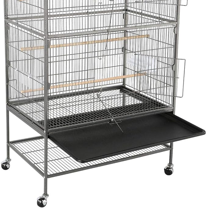 Topeakmart Wrought Iron Large Flight Parrot Bird Cage with Rolling Stand for Multiple Parakeets Conure Cockatiel Cage