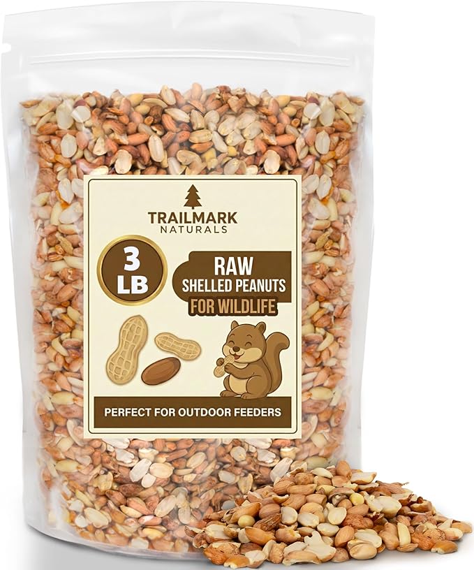 3 LB - Raw Shelled Peanuts For Squirrels, Out of Shell Peanuts For Birds and Wildlife- Squirrel Food, Wild Bird Seed - Grown in The USA