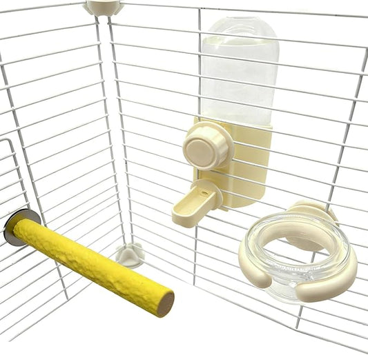 Parrot Water Feeder Bird Water Bottle Parrot Food Feeder with Perch Stand Bird Cage Accessories for Parakeet Budgie Lovebirds Cockatiel