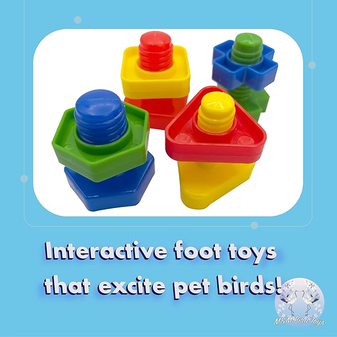 1059 Pk4 Jumbo Bird Bolts - Brightly Colored Plastic Interactive Foot Toys, Big Chunky Pieces, Easy to Turn, Excellent for Medium Size Pets Like African Grey Cockatoo Amazon