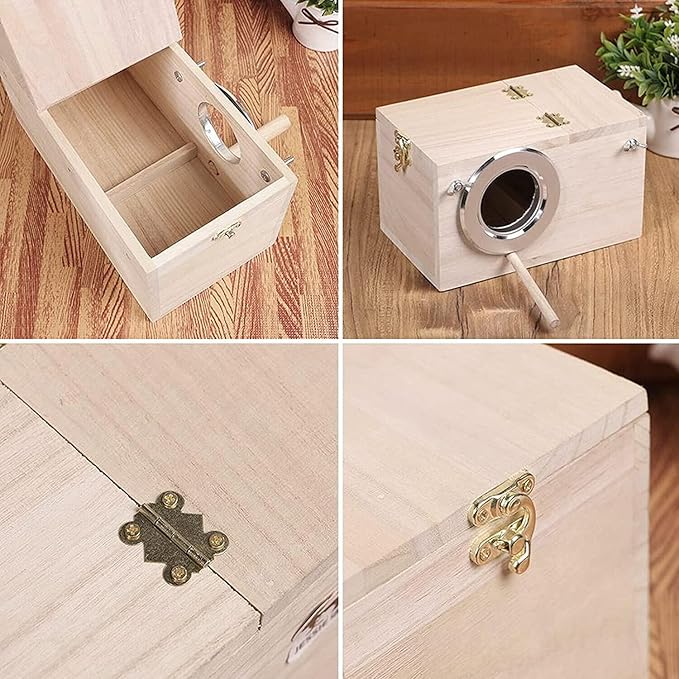 7.7" x4.7" Birds Nest Box Lovebird House Wood Parakeet Budgie Cockatiel Breeding Nest Box Cage Wood House for Finch Lovebirds Cockatiel Budgie Conure Parrot
