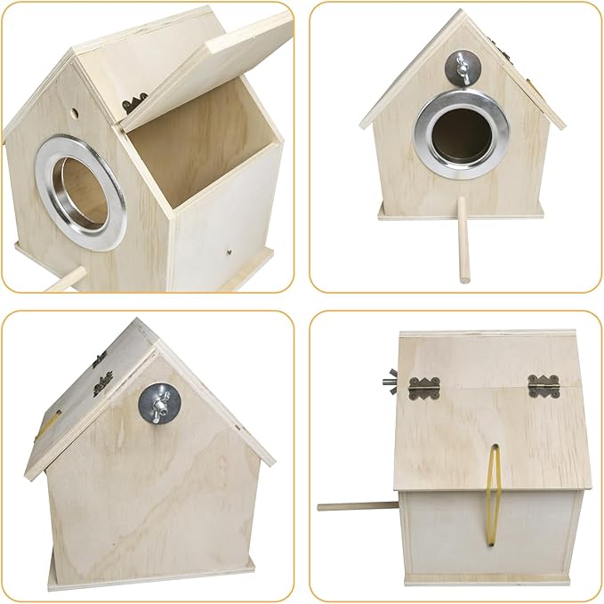 kathson Parakeet Nest Box Bird Nesting House Parrot Breeding Mating Box for Lovebirds Cockatiel Budgie Finch (7.87”x5.7”x11.22”)
