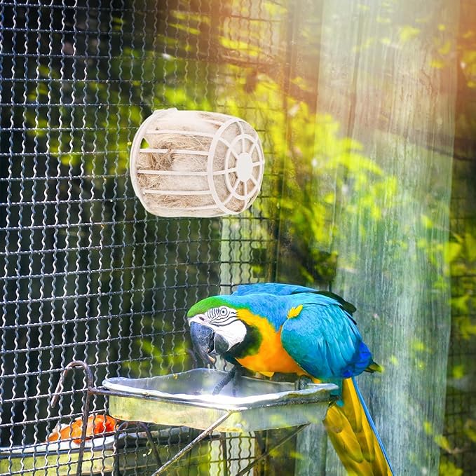 Abaodam 2-Pack Bird Nesting Material with Holder, Natural Jute and Cotton Fiber Nesters Building Supplies, Refillable Nesting Starter for Hummingbird Finch Outside and Cage