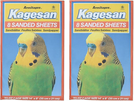 AB Tools 16 Sanded Sheets Sandpaper Cage Lining Budgies Caged Birds 21x35cm