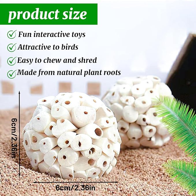 12 Pieces Bird Parrot Chew Toy Sola Balls, Natural Parrot Soft Chew Shredding & Foraging Toy, Bird Foot Balls for Cockatiel Conure Quaker Budgie Parakeet Bunny Guinea Pig Chinchilla Rabbit