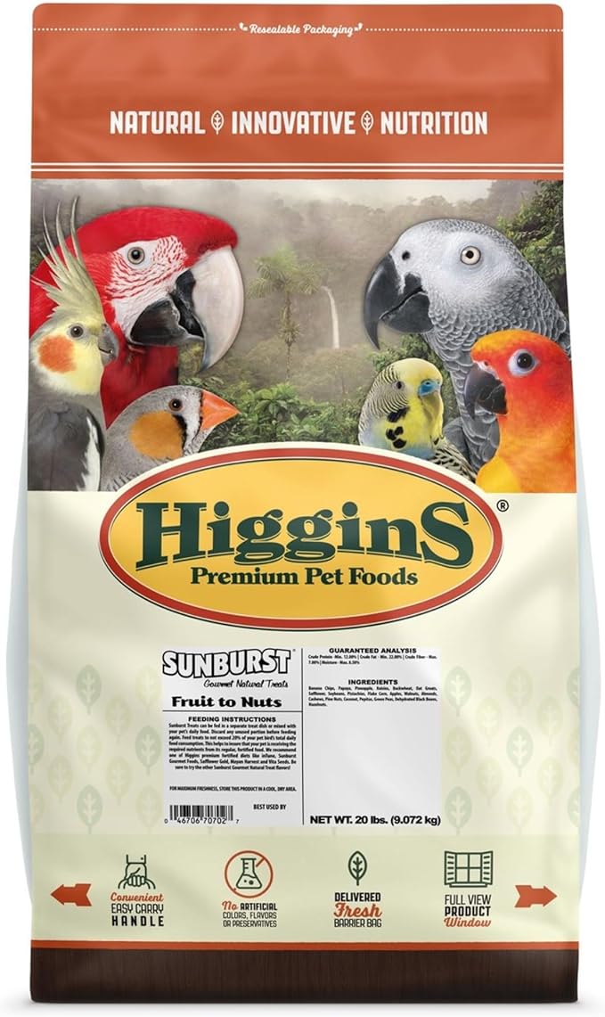 Higgins 466702 Higg Avian Fruit To Nut Treat For Birds, 20-Pound
