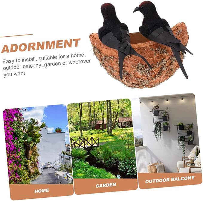 Toddmomy 2 Sets Simulated Swallow Nest Bird Ornament Simulation Bird Nest with Bird Simulation Bird Nest Decoration Easter Egg Decorating Kit Bird Nest Figurines Tree Bird Foam Miniature