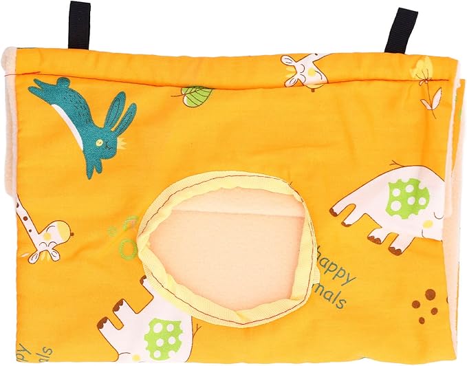 Bird Nest Snuggle Hut with 2 Hooks - Flannel Hanging Bed Tent for Parrots, Hamsters, Squirrels, Chinchillas | Soft Cave House for Small Pets (8.7"x5.9"x5.9")