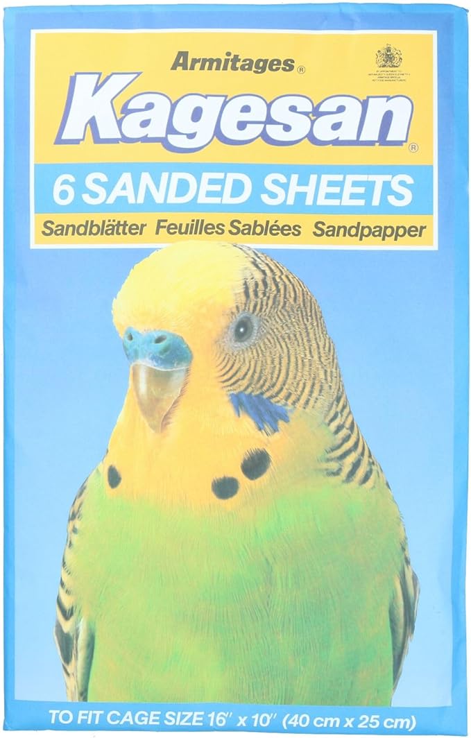 AB Tools 12 Sanded Sheets Sandpaper Cage Lining Budgies Caged Birds 25x40cm