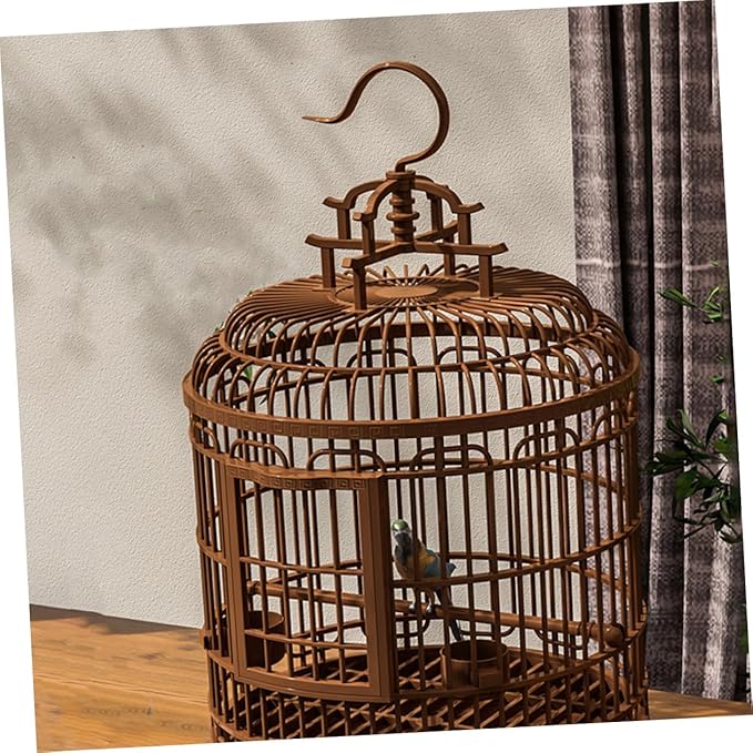 Milisten Large Portable Bird Travel Carrier Cage 19.48X12.67X12In Retro Round Design for Lovebirds Parakeets Cockatiels Indoor Outdoor Use