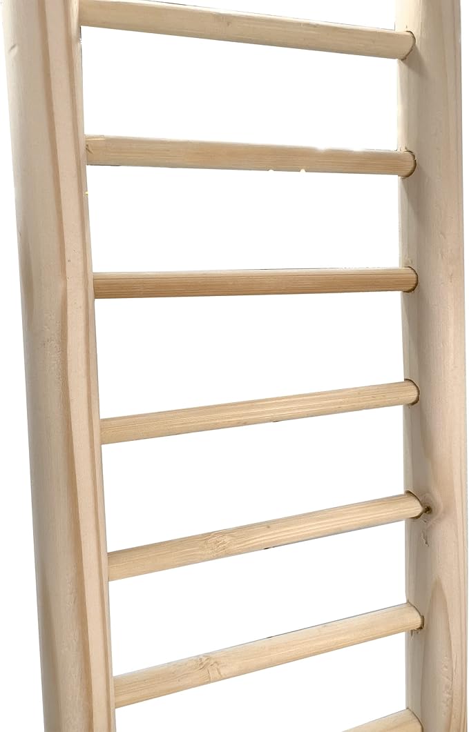 4001 15 Inch Natural Pine Hook Ladder - Classic Wooden Bird cage Ladder, Smoothly Milled Surface, Natural Pine Wood, Stainless Steel Round Hanging Hooks, Great Exercise and Entertainment for Birds
