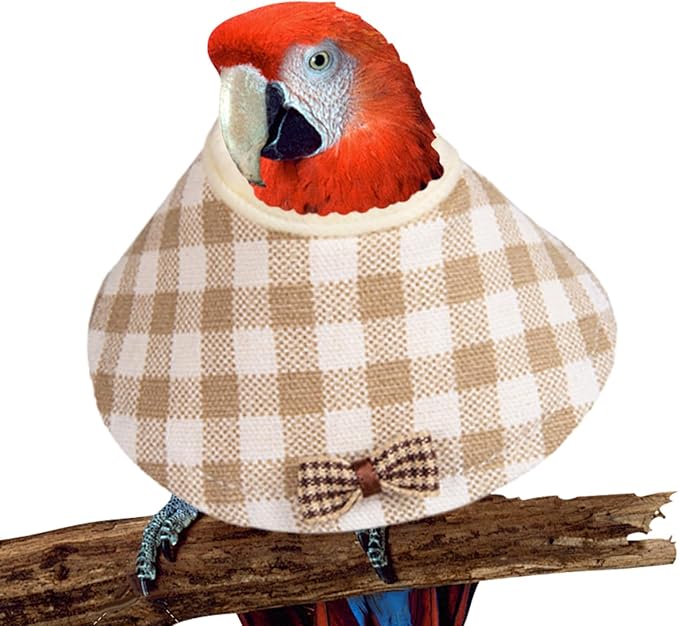 Feather Plucking Bird Collar - Adjustable Annti Peck Neck Guard, Soft Parrot Recovery Wrap | Lightweight Comfortable Protective Aid Avian Vest Cone, Pet Costume for Quaker, Monk Parakeets