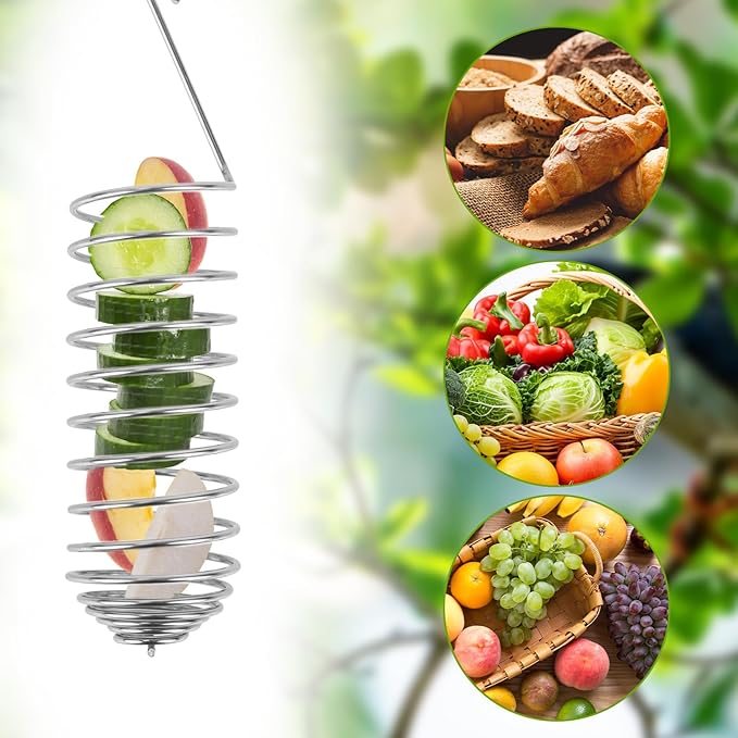 2pcs Spray Millet Treat Holder, Stainless Steel Parrot Food Holder with Suspension Chain Bird Foraging Chew Toy Feeder Cage Accessories for Macaw Cockatoo Parakeet Canary
