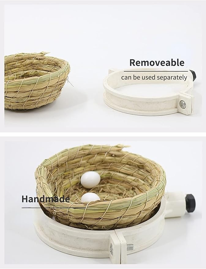 Bird Breeding Nest Bed for Parakeet Cockatiel Canary Lovebird and Small Parrot Cage Hatching Nesting Box (Straw)