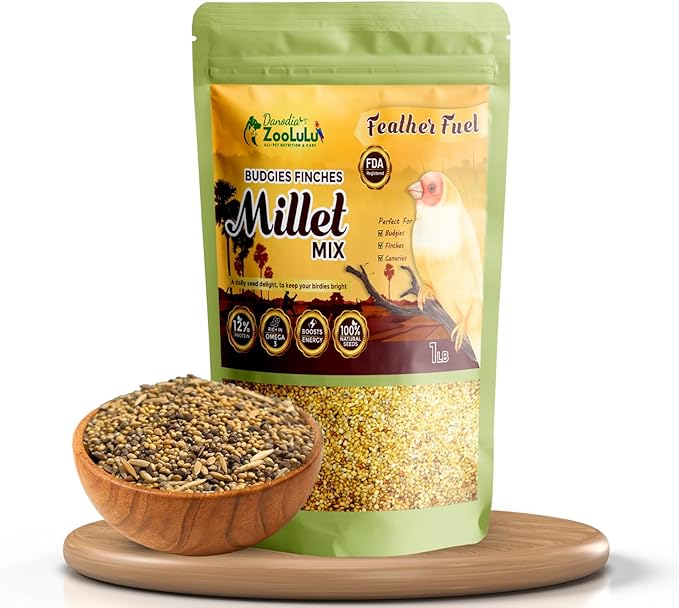 Danodia's Zoolulu Budgies & Finches Millet Mix (450g /1lbs) | Bird Seed Blend for Budgies, Finches & Canaries | Daily Healthy Nutrition
